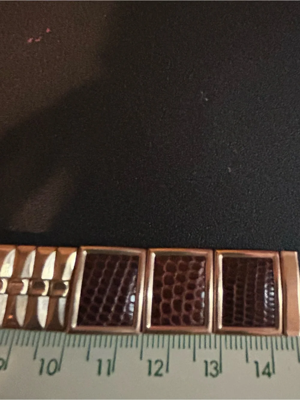 Men's Estate 40s 16mm Stone Wall 1/20 10kt Gold Filled Watch Band Lizard Leather
